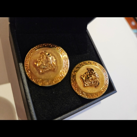 Authentic Versace Tribute Coin Medallion Earrings - Picture 2 of 13